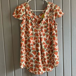 Anthropologie Watermelon Blouse